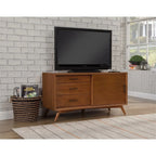 Home Square 4-Piece Set With Small TV Console, Full Wood Bed And Large Nightstand