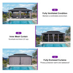 PURPLE LEAF Outdoor Hardtop Gazebo, 8' X 8', Galvanized Steel Double Roof, Aluminum Frame, Grey