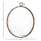 Round Wall Mirror With Antique Brass Finish And Decorative Ring Detail - 31.5in W x 1.5in D x 35in H