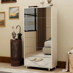 Flip-Door Mirror Shoe Cabinet 6-Tier Organizer With Metal Legs And Touch-Sensitive Drawers