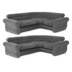 Intex Inflatable L-Shaped Corner Lounge Sofa, Gray, 2-Pack, 30 Inches - Built-In Cup Holders