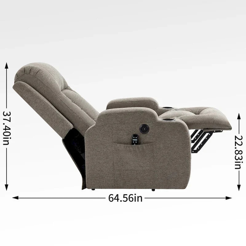 Lazy Boy Power Lift Recliner Chair With Massage, Lumbar Heating, USB Port And Cup Holders - Single Motor