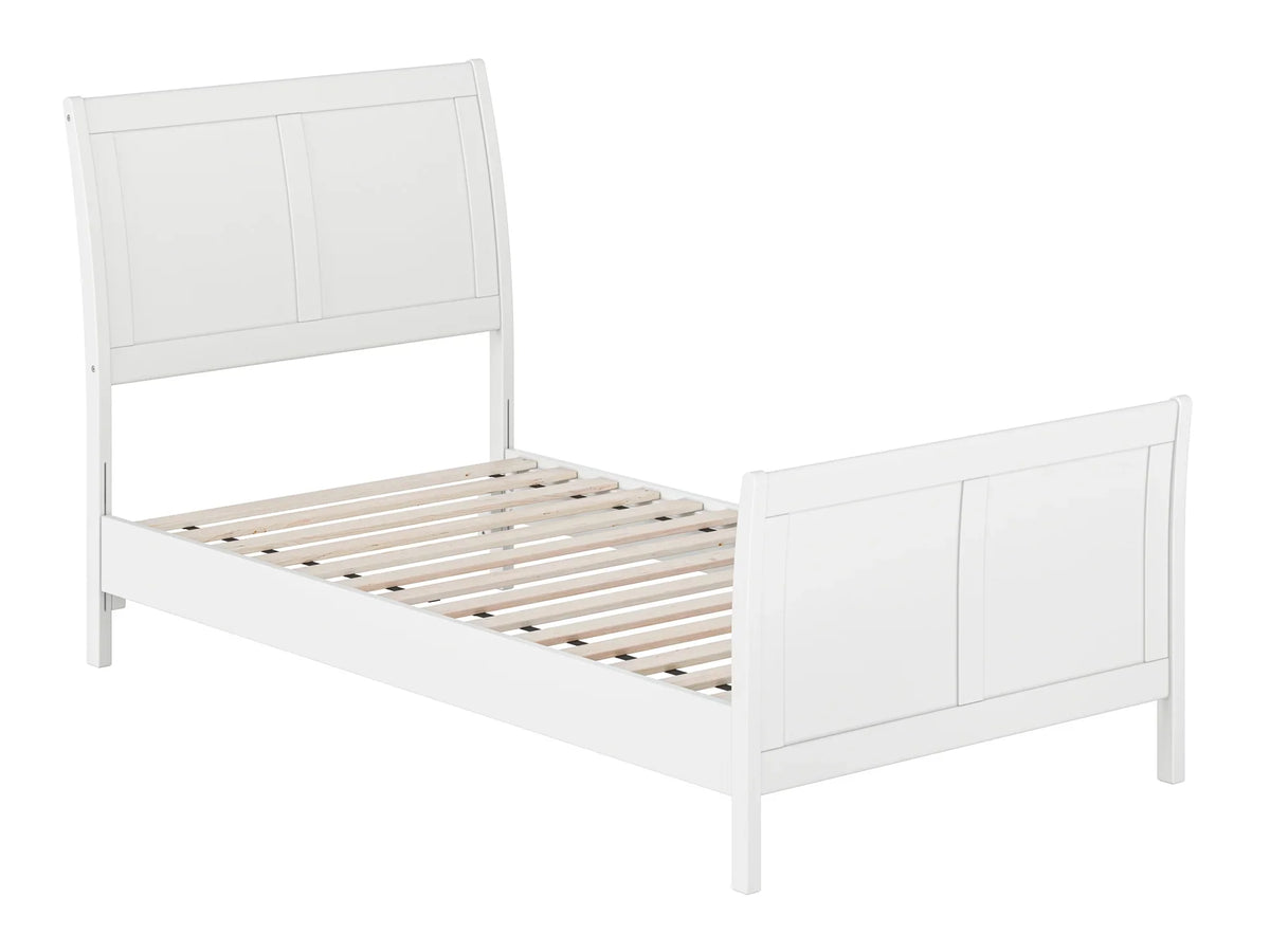 AFI Valencia Twin Wood Low Profile Sleigh Platform Bed With Matching Footboard, White