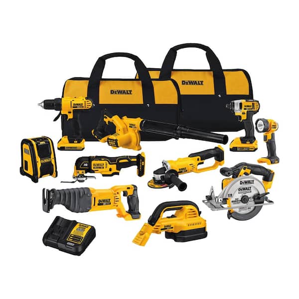 DEWALT 20V MAX Cordless 10 Tool Combo Kit With (2) 20V 2.0Ah Batteries, Charger And Bag - DCK1020D2