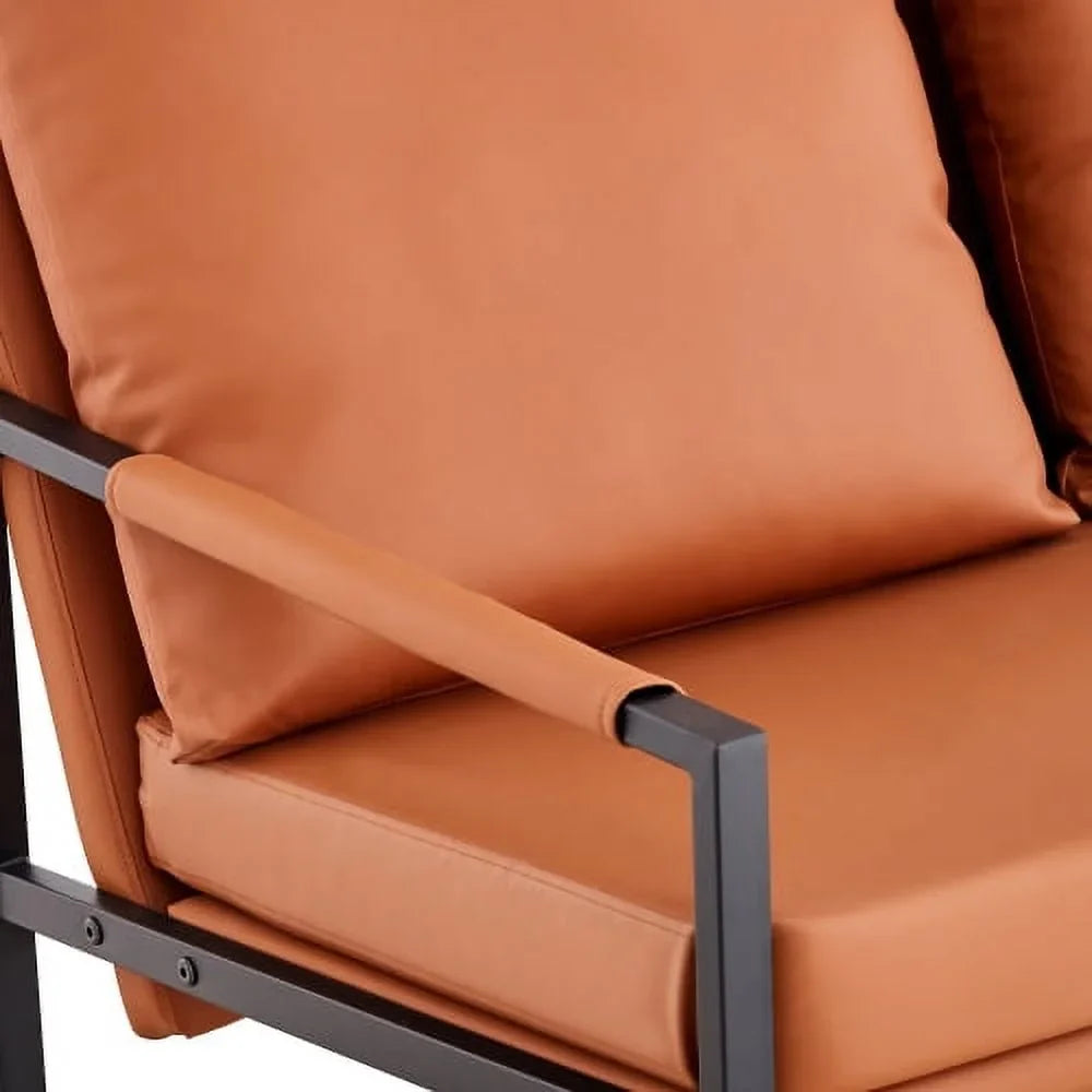GVJMTKP Two-Seater Sofa Chair With 2 Pillows, PU Leather, Brown - SF-D008-BR