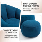 MOONMISS Microfiber Upholstered Round Bean Bag Sofa Chair With Ottoman - Gray