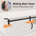 Farmhouse Coffee Table With Storage And Sliding Barn Door, 48 in, White