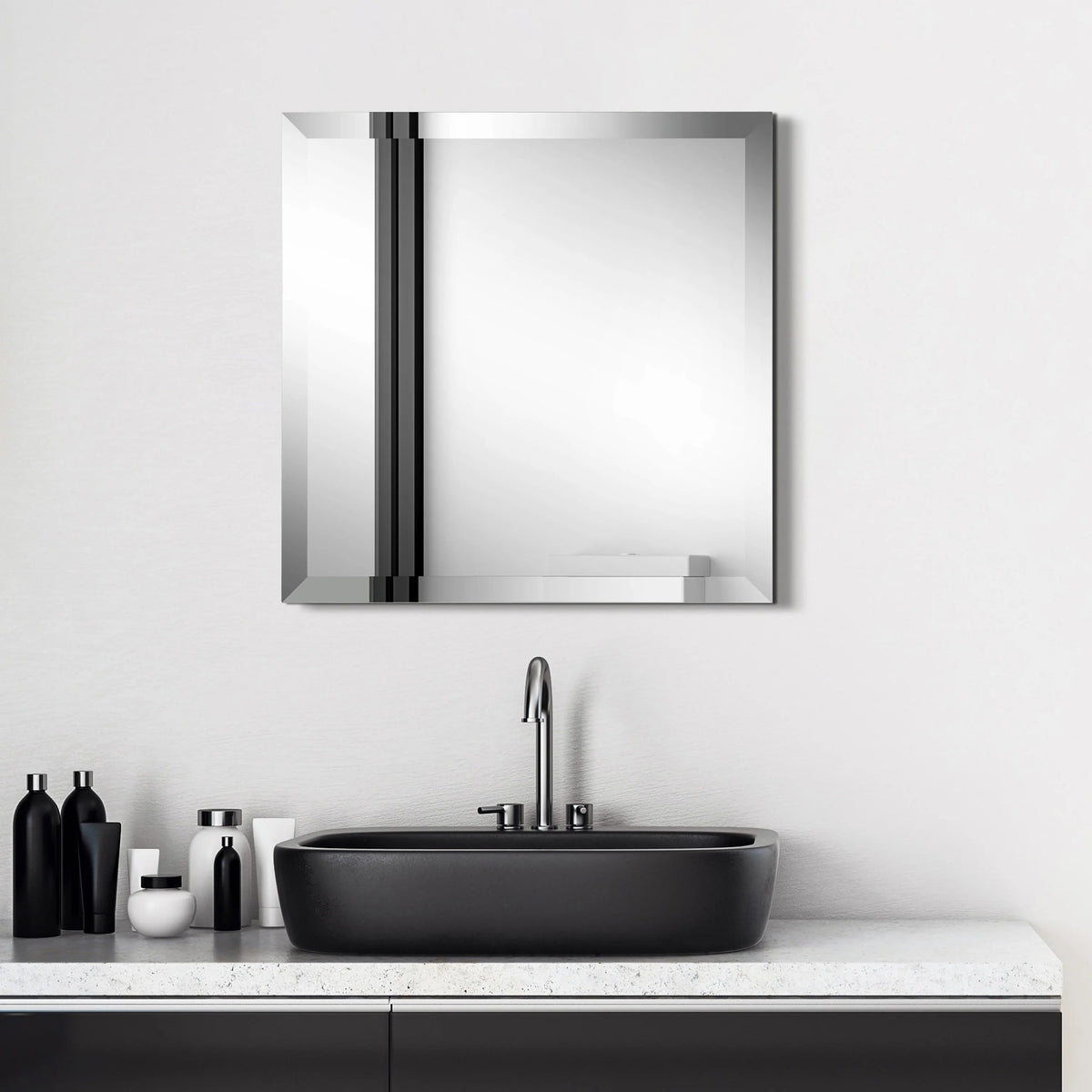 Frameless Beveled Prism Wall Mirror - Clear