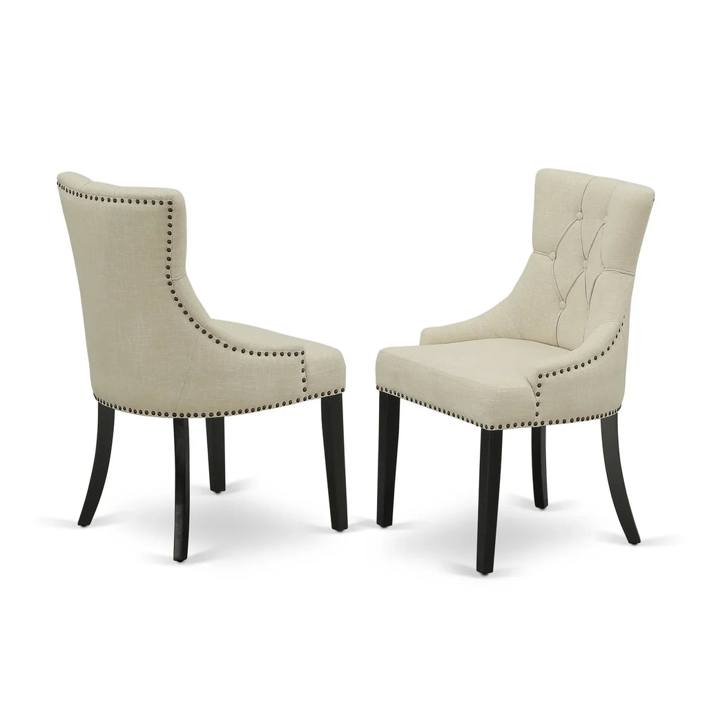 HomeStock Parson Chair With Black Leg And Linen Fabric Light Beige - Frp1T02