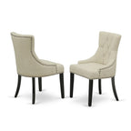 HomeStock Parson Chair With Black Leg And Linen Fabric Light Beige - Frp1T02