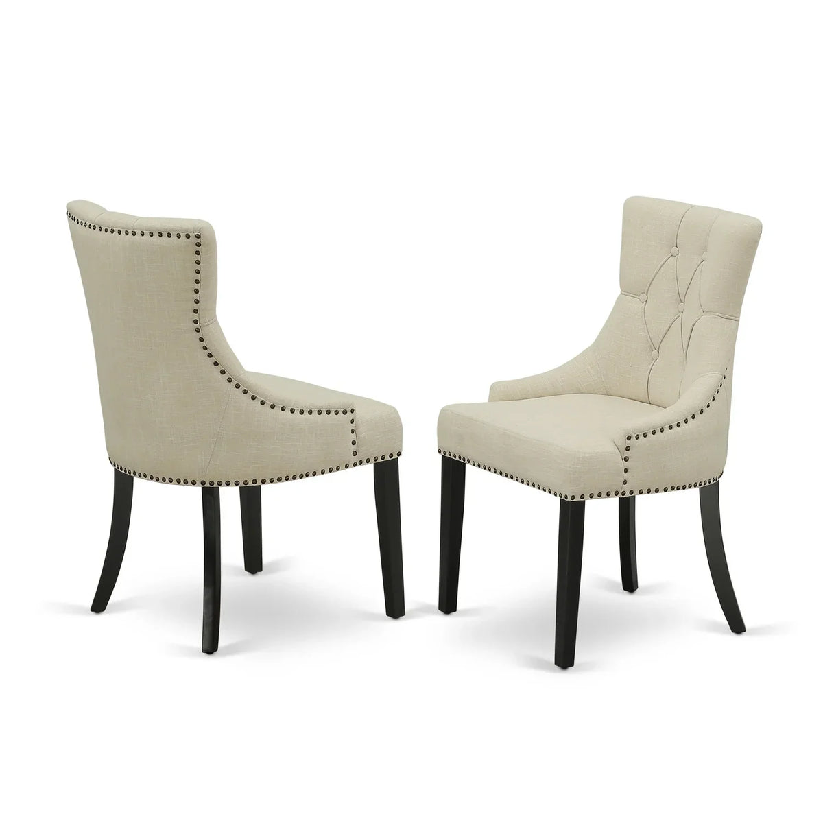 HomeStock Parson Chair With Black Leg And Linen Fabric Light Beige - Frp1T02