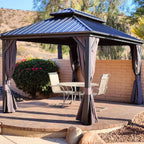PURPLE LEAF Outdoor Hardtop Gazebo, 8' X 8', Galvanized Steel Double Roof, Aluminum Frame, Grey