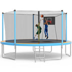 SHINPT 14ft Outdoor Trampoline With Safety Net, Basketball Hoop And Ladder
