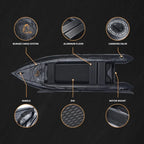 2 Person Inflatable Fishing Kayak PVC Boat, 130 in x 43 in x 11.8 in - Aluminum Alloy Seats