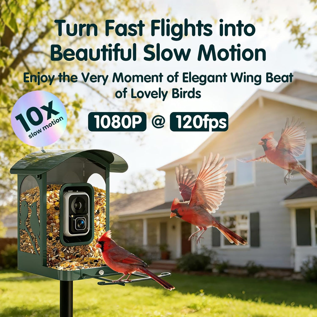 Humbirdy Smart Bird Feeder With Camera, 4K Ultra HD, Solar Powered, 2.4G/5G Wi-Fi