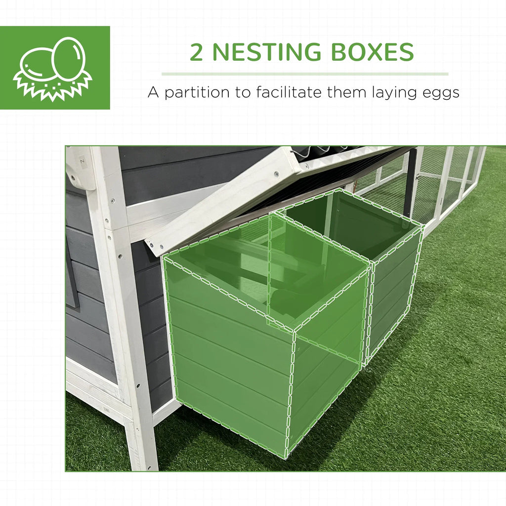 PawHut Large Chicken Coop, 162 in, For 6-8 Chickens, Storm Gray/Crystal White - D51-336V00CG