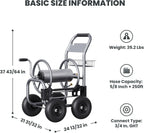 Giraffe Tools Heavy Duty Garden Hose Reel Cart With Wheels, 5/8in-250ft Hose Capacity