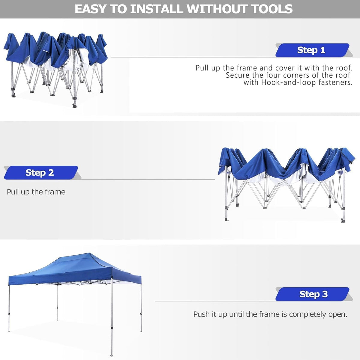 COBIZI Pop-Up Canopy 10 x 15 ft Blue With 4 Sidewalls