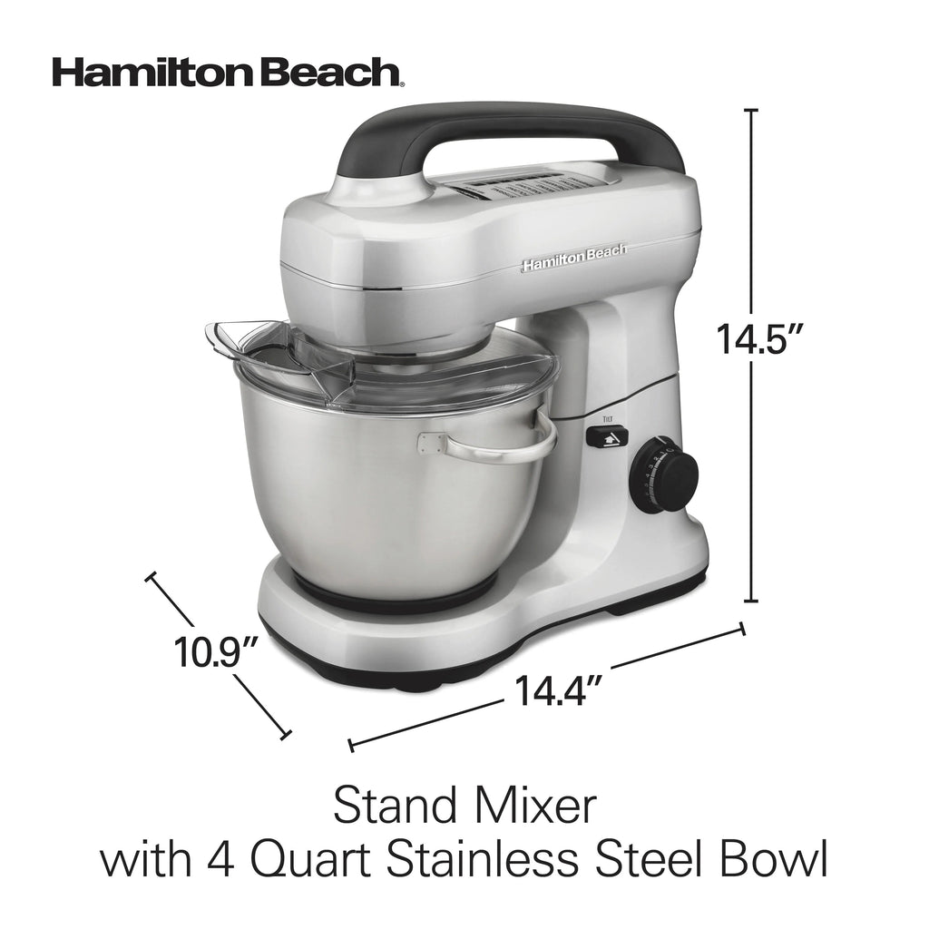 Hamilton Beach 4 Quart 7-Speed Tilt-Head Stand Mixer With Dough Hook, Whisk And Flat Beater - Black
