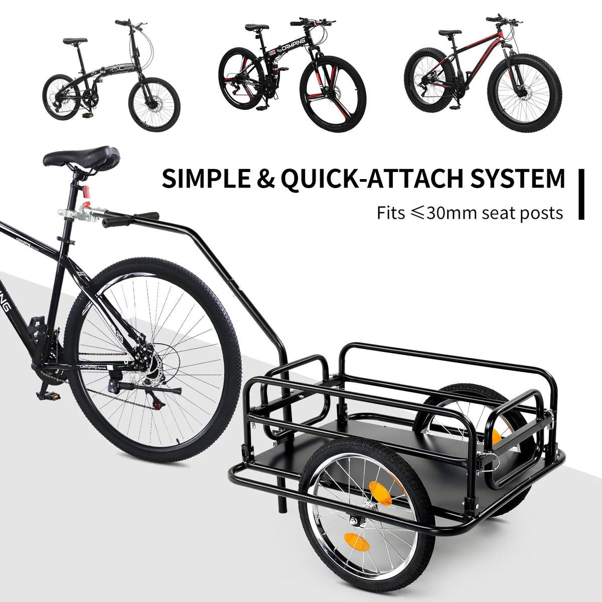 Ktaxon Two-Wheel Bicycle Cargo Trailer, Black, 16 in Inflatable Wheels