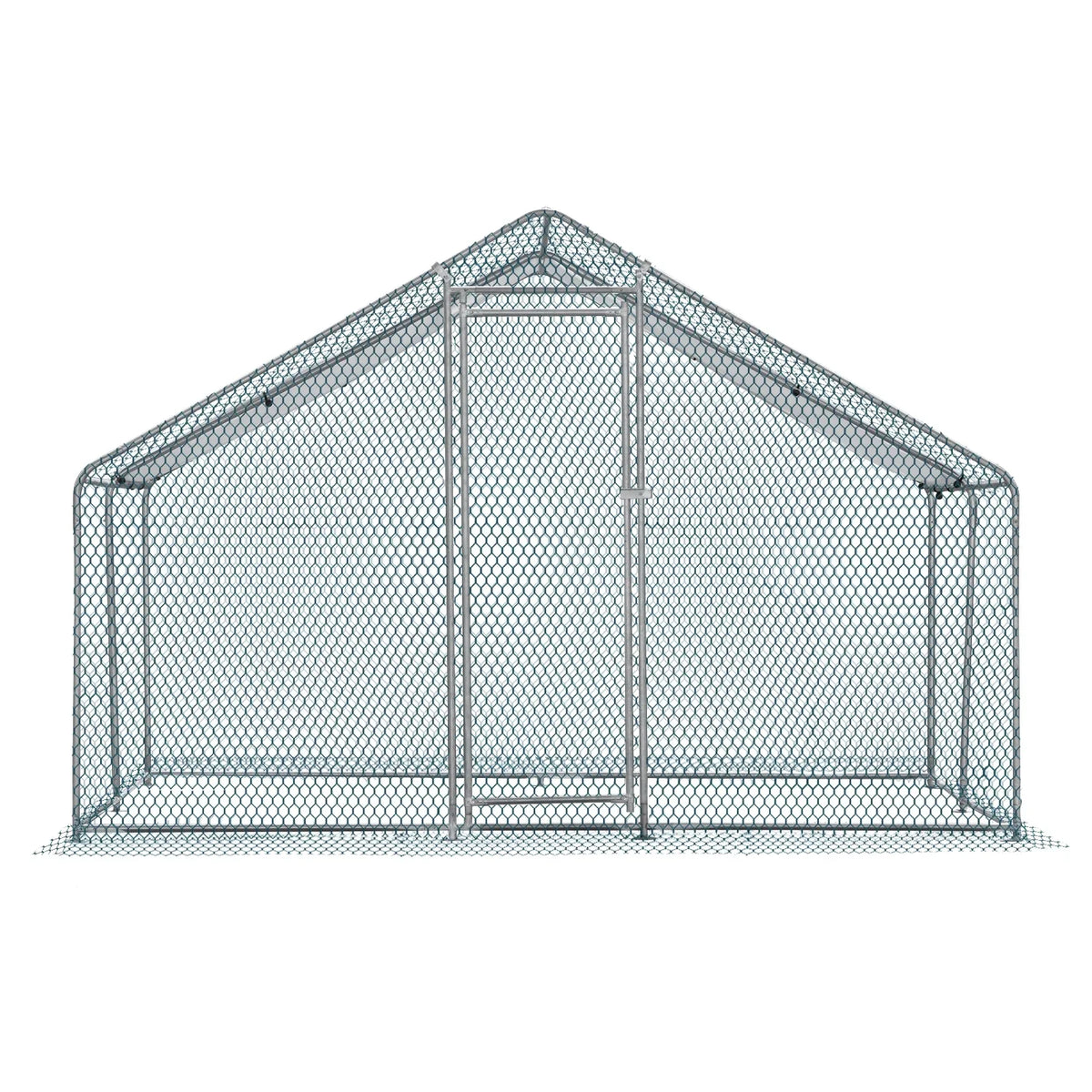 10 x 10 ft Metal Chicken Coop Walk-In Poultry Cage With Waterproof Cover