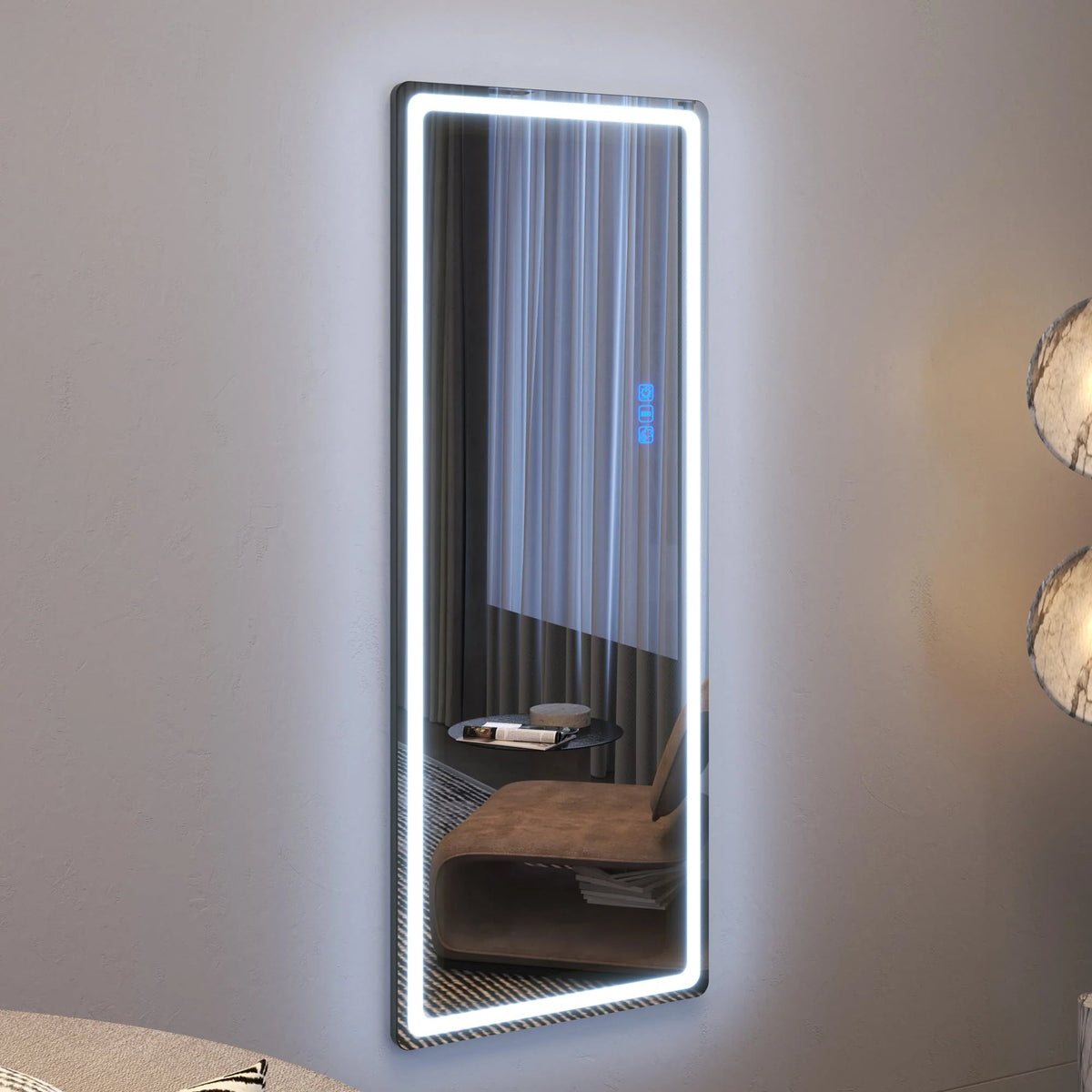 LVSOMT Full Length RGB LED Mirror, 47in x 18in, Black