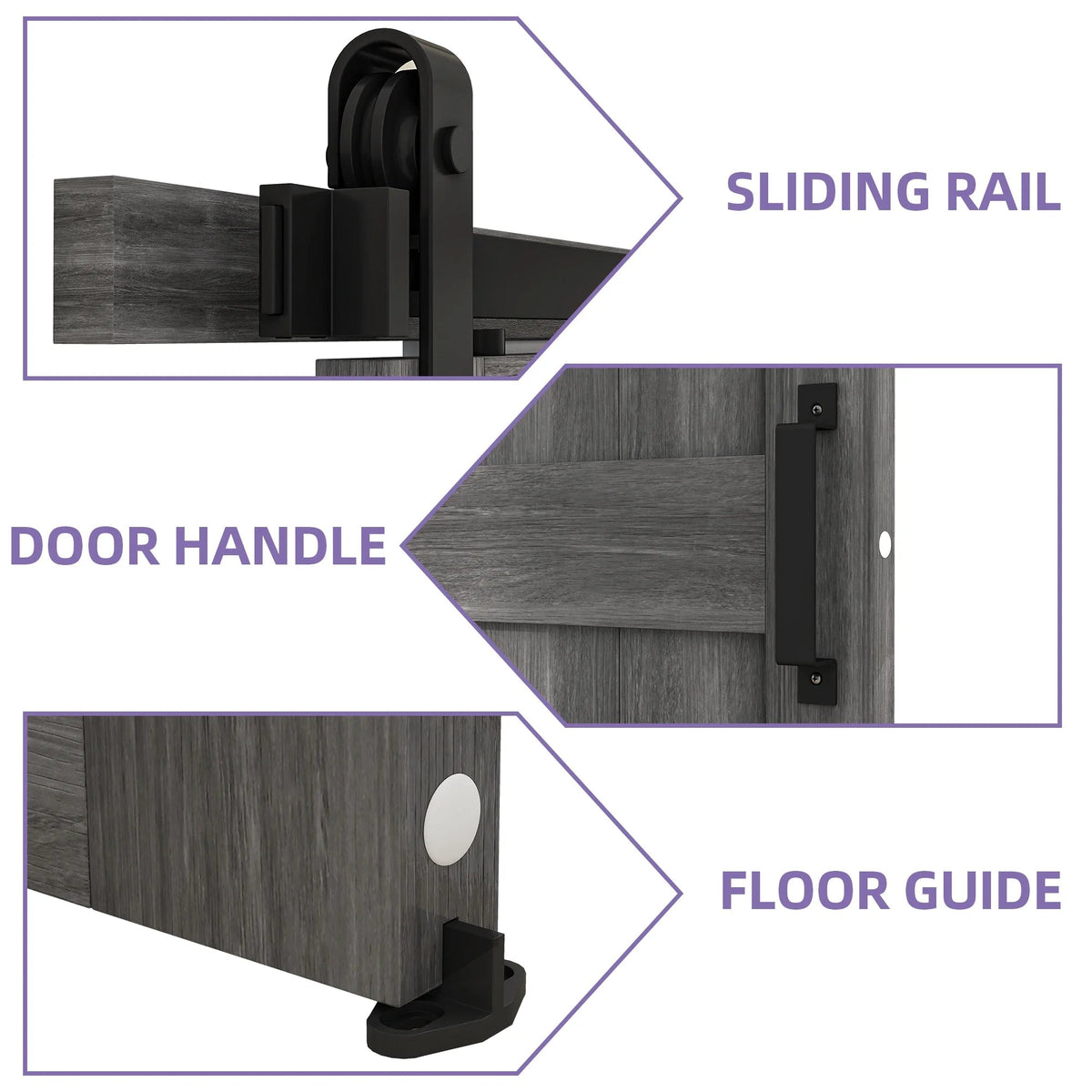 Uforic Sliding Barn Door With Hardware Kit, 48 x 84 in, Gray