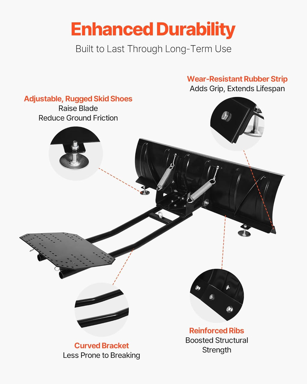 VEVOR Universal Steel ATV/UTV Snow Plow Kit, 48in - 3 Mount Options