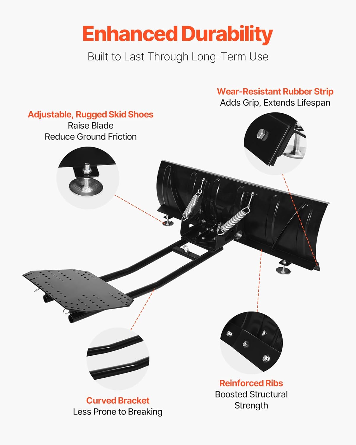 VEVOR Universal Steel ATV/UTV Snow Plow Kit, 48in - 3 Mount Options