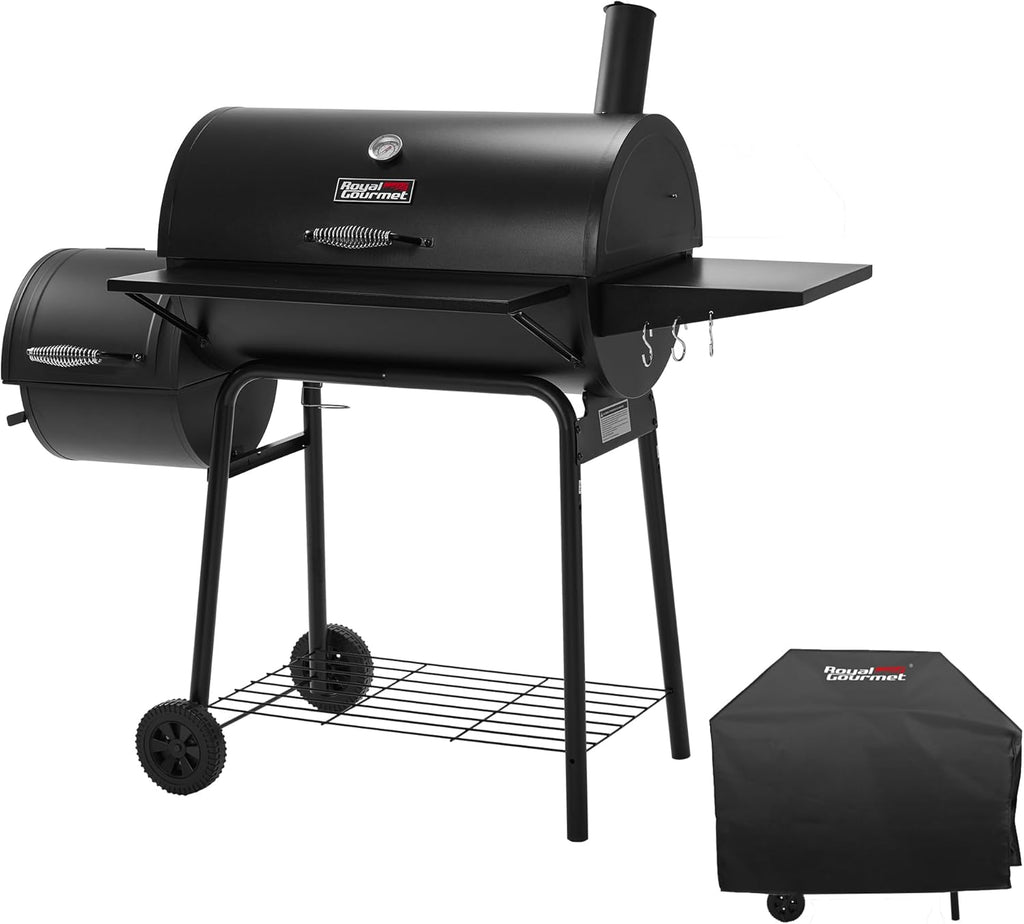Royal Gourmet Charcoal Grill With Offset Smoker, Cover, 811 Square Inches, Black - CC1830SC