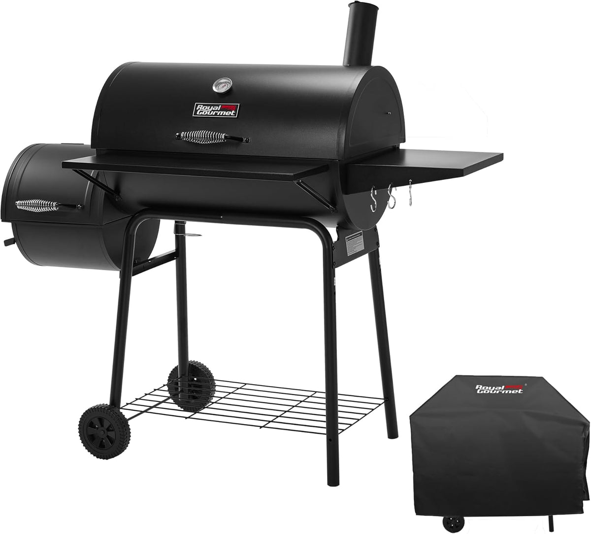 Royal Gourmet Charcoal Grill With Offset Smoker, Cover, 811 Square Inches, Black - CC1830SC