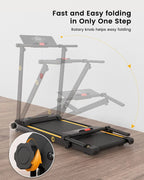 UREVO Folding Treadmill - 2.25HP, 12 HIIT Modes, 265 lbs Capacity, Yellow Or Red