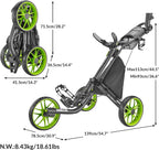 3-Wheel Foldable Golf Push Cart With Foot Brake - CaddyLite EZ V8