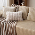 ovios 104in L-Shape Sectional Sofa With Chaise, Grey Plush Corduroy Fabric