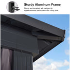 PURPLE LEAF Outdoor Hardtop Gazebo, 8' X 8', Galvanized Steel Double Roof, Aluminum Frame, Grey