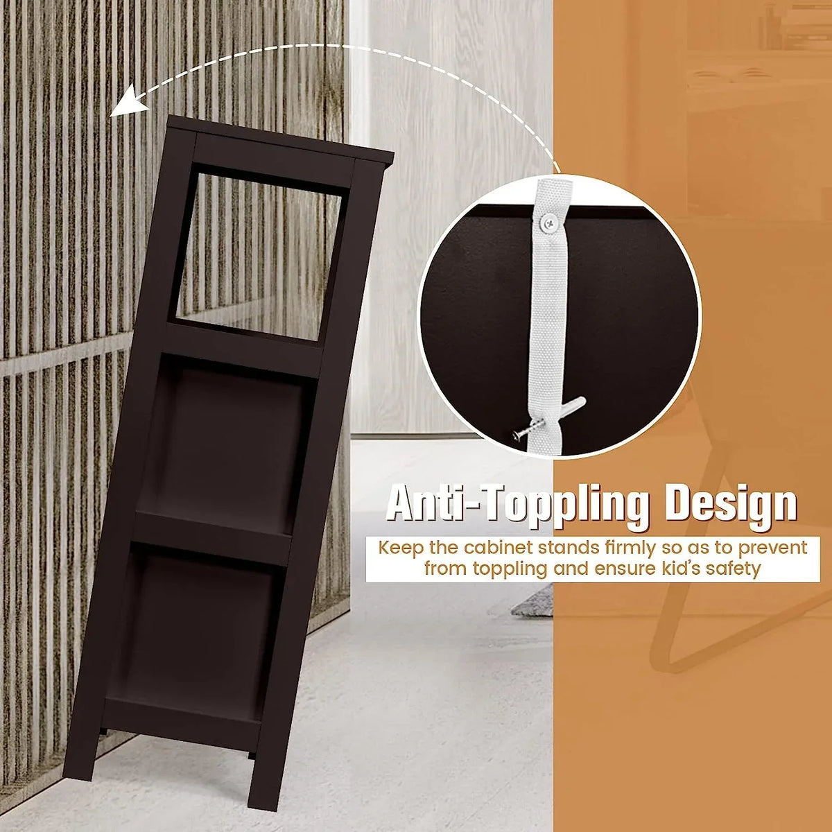 Freestanding Wooden Bathroom Storage Cabinet With 2 Adjustable Drawers - Gray