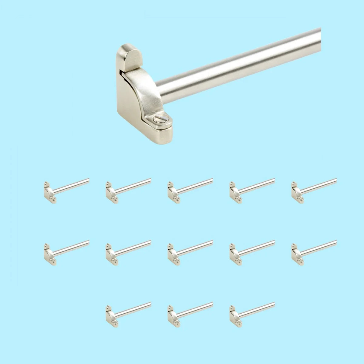 Renovators Supply Carpet Runner Rod Set, Brushed Satin Nickel, 39 5/8 inch, 13 Pack