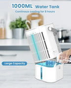 Portable Evaporative Air Cooler With 180 Degree Auto Rotation, 3 Wind Speeds, 2-4H Timer, 1000ml Tank