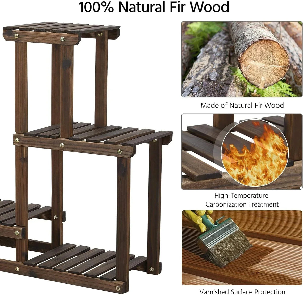 Wooden Plant Display Stand - Fir Wood
