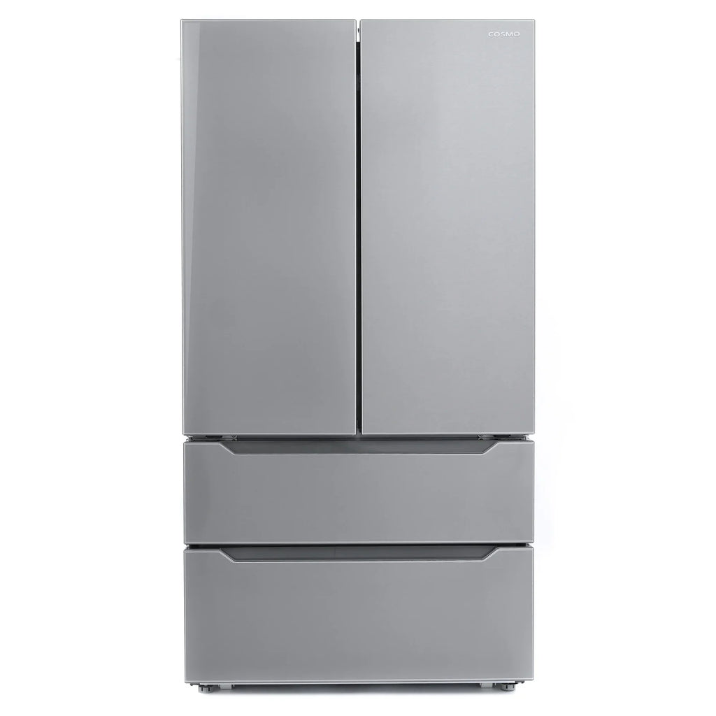 Cosmo 4-Piece Kitchen Appliance Package With 30 in Electric Range, 30 in Wall Mount Hood, 24 in Dishwasher And French Door Refrigerator