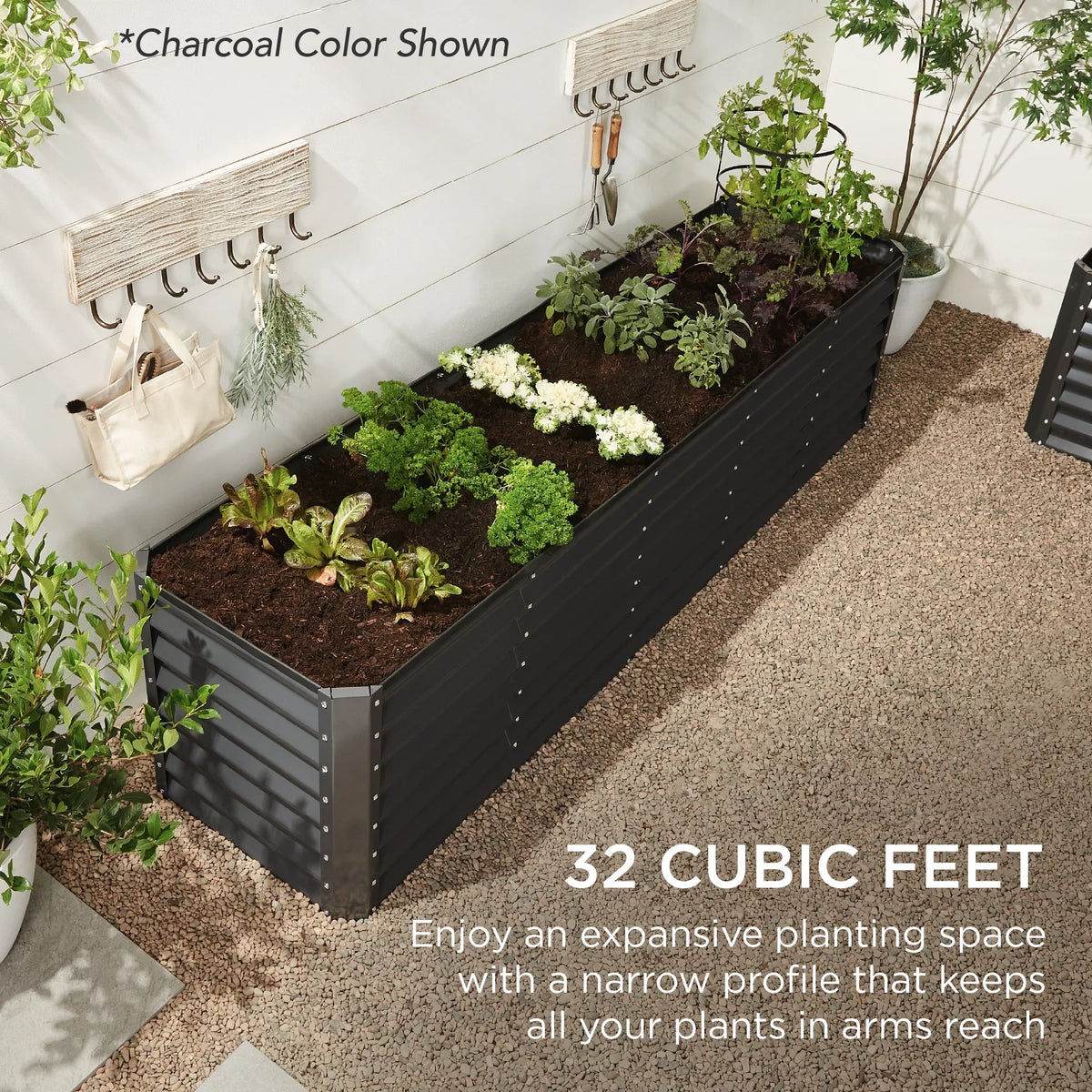 Best Choice Products Outdoor Metal Raised Garden Bed Planter Box, 8 x 2 x 2 ft, Taupe