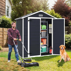 Seizeen Resin Outdoor Storage Shed With Floor, Light Gray, 82 in H