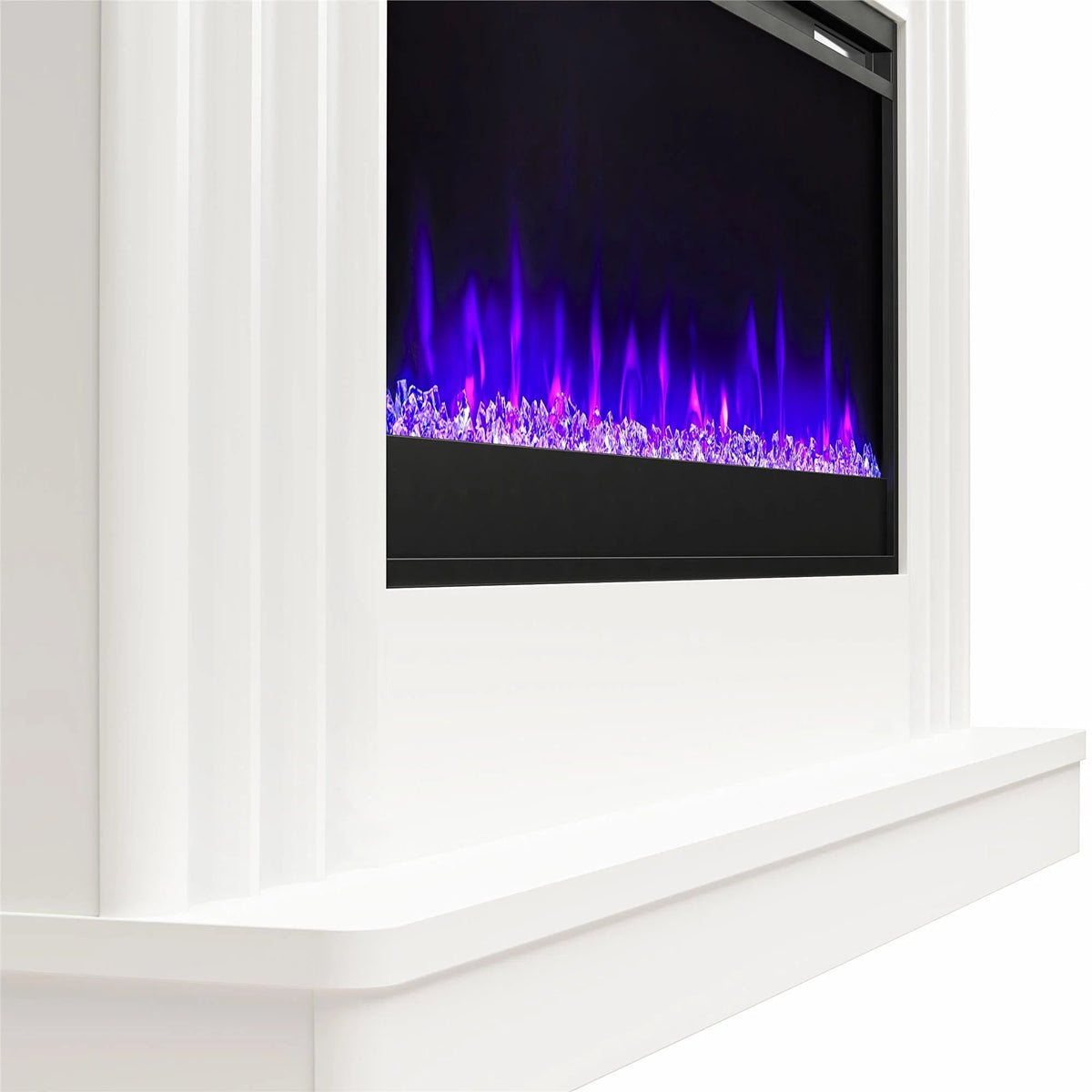 CosmoLiving by Cosmopolitan Electric Fireplace Mantel TV Stand, Black, 65 in, 42 in Insert - Rene