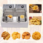 Commercial Electric Deep Fryer, 5000W, 12L Single Tank, Stainless Steel Fry Basket