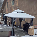 PURPLE LEAF Outdoor Hardtop Gazebo, 8' X 8', Galvanized Steel Double Roof, Aluminum Frame, Grey