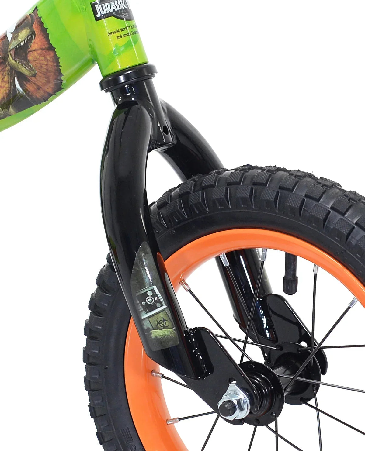 Jurassic World 12-inch Raptor Boys Bicycle With Training Wheels, Green And Orange