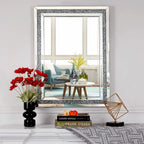 SHYFOY Rectangle Decorative Wall Mirror With Crushed Diamond, Silver