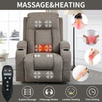 Lazy Boy Power Lift Recliner Chair With Massage, Lumbar Heating, USB Port And Cup Holders - Single Motor