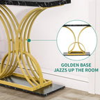 Console Table With Faux Marble MDF Top And Gold Metal Frame