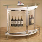 FJU Metal Contemporary Home Bar Unit With Clear Acrylic Front, White